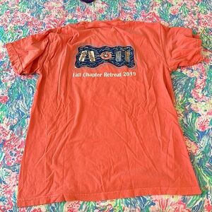 EUC AOII Alpha Omicron Pi Comfort Colors t-shirt size large coral